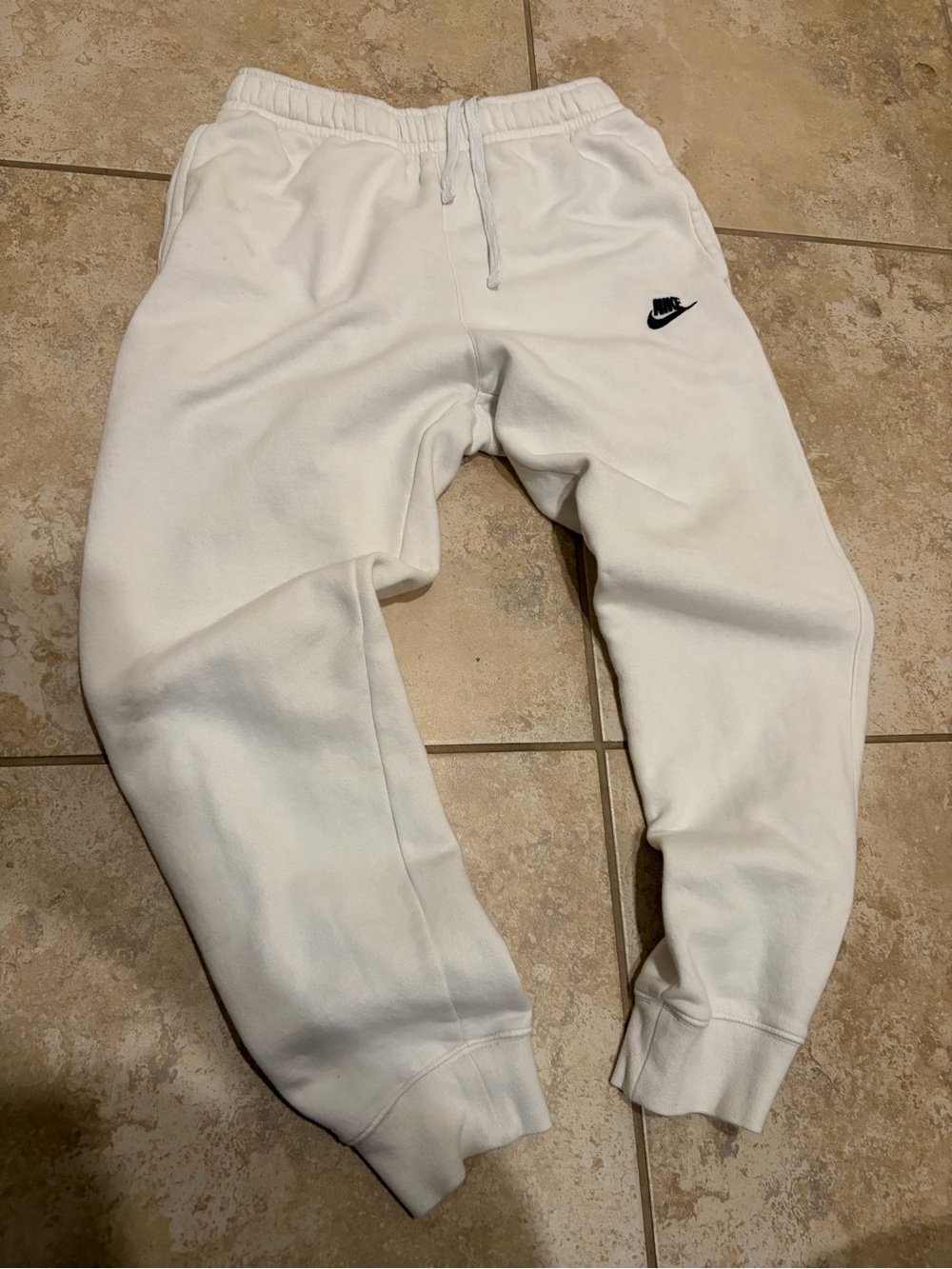 Nike White Sweatpants with Black Swoosh